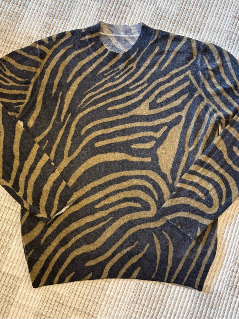 Equipment Robinne Sweater Zebra-Stripe Crewneck Wool Cashmere